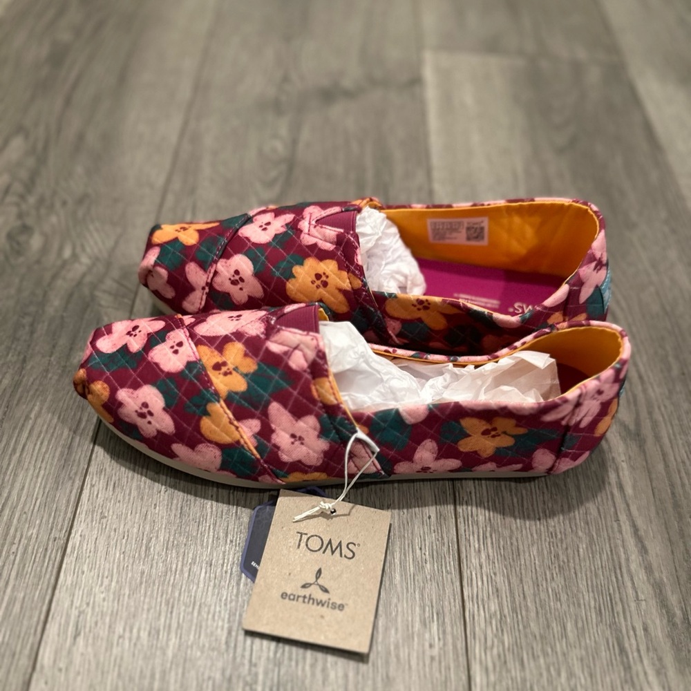 Toms Vibrant Floral Canvas Slip-Ons